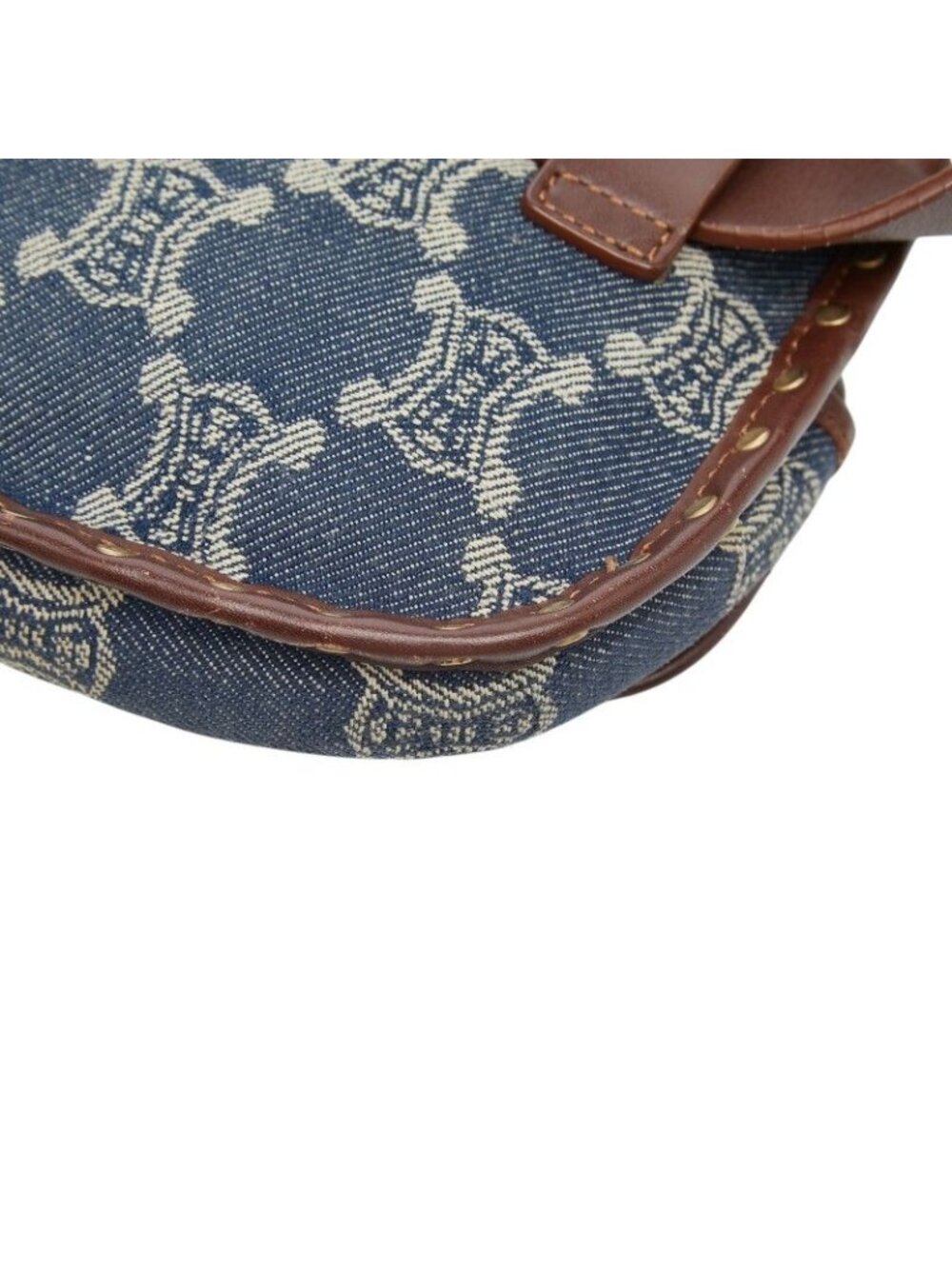 Celine Paris Macadam Belt Bag Waist Pouch Blue Brown Denim Leather - Picture 6 of 10